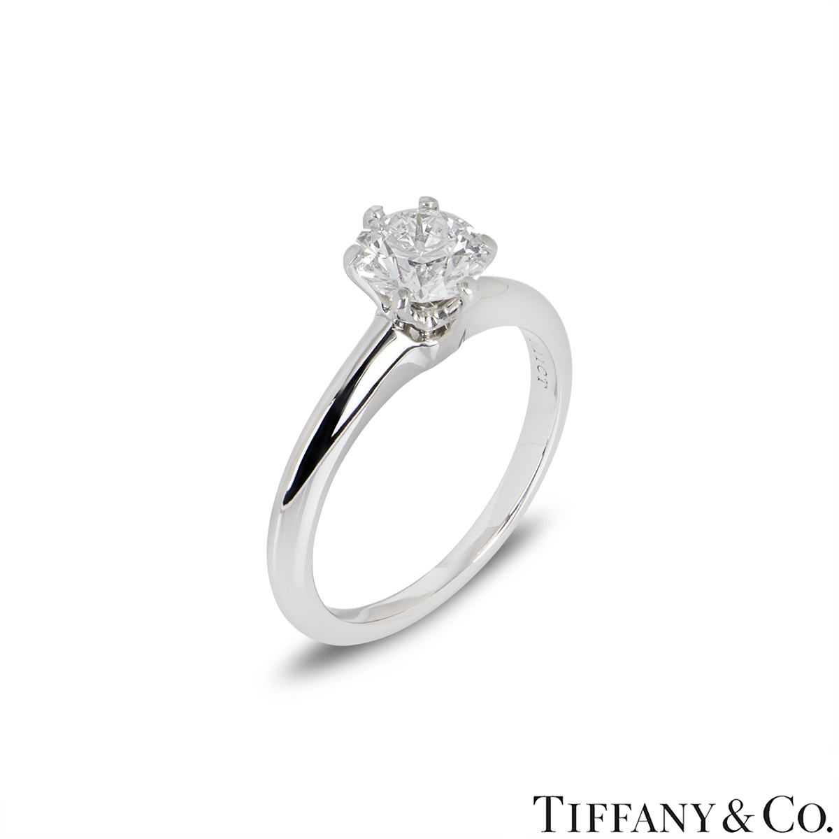 Tiffany & Co. Platinum Round Brilliant Cut Diamond Setting Ring 1.11ct H/VS1
